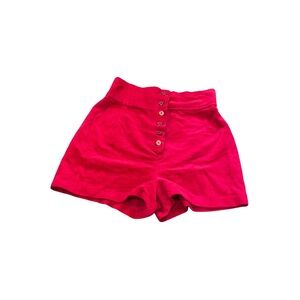 Vintage 1980's 80's High Waisted Velvet Pink Shorts Women's Size Small Button Up
